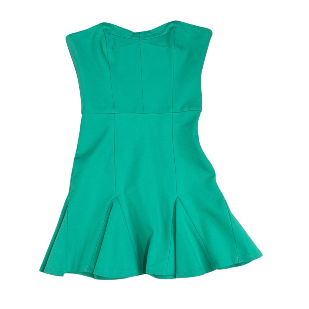 NWT Devlin XS Strapless Fit and Flare Green Mini Dress Stretch Party Cocktail